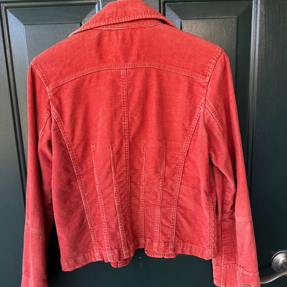 Tulle Russet Orange Corduroy Trucker Jacket M Fall Utility Y2K Western Longhorns - Picture 5 of 7